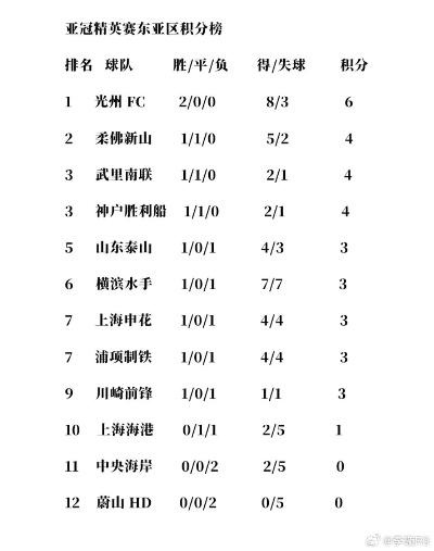 亚冠联赛积分榜最新排名及球队表现分析-第1张图片-www.211178.com_果博福布斯